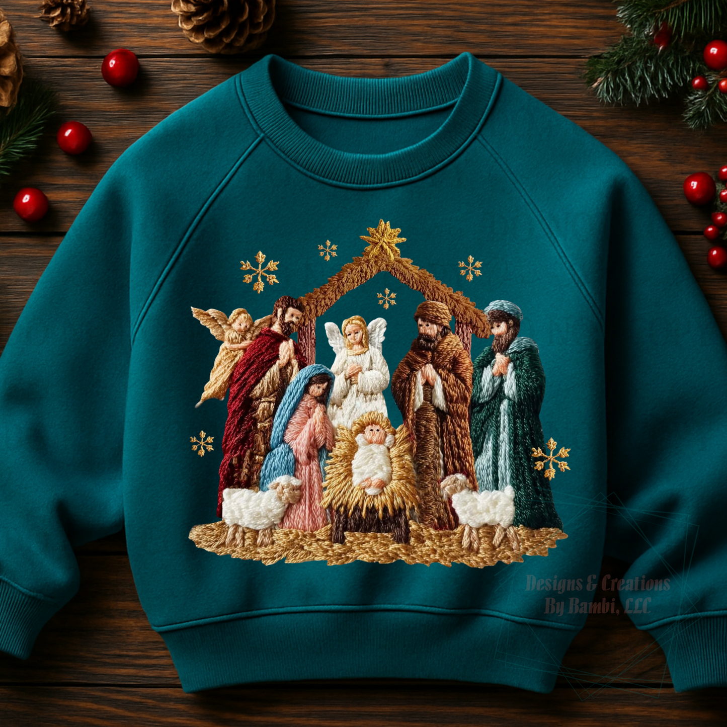 Faux Yarn Complete Nativity Scene