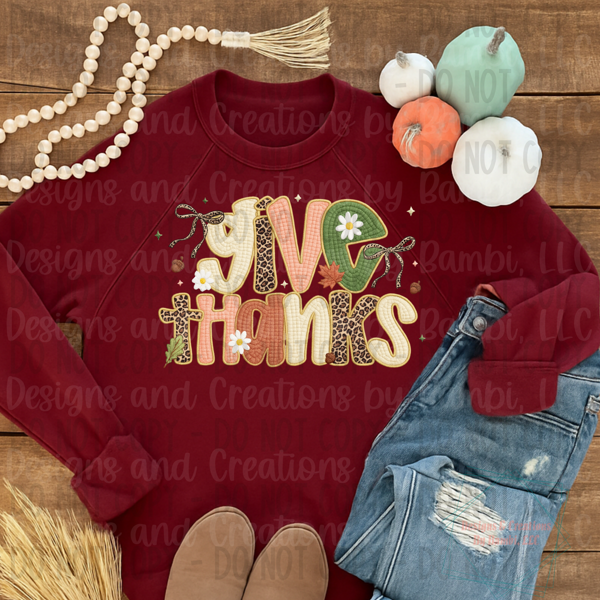Faux Yarn Give Thanks Light Fall