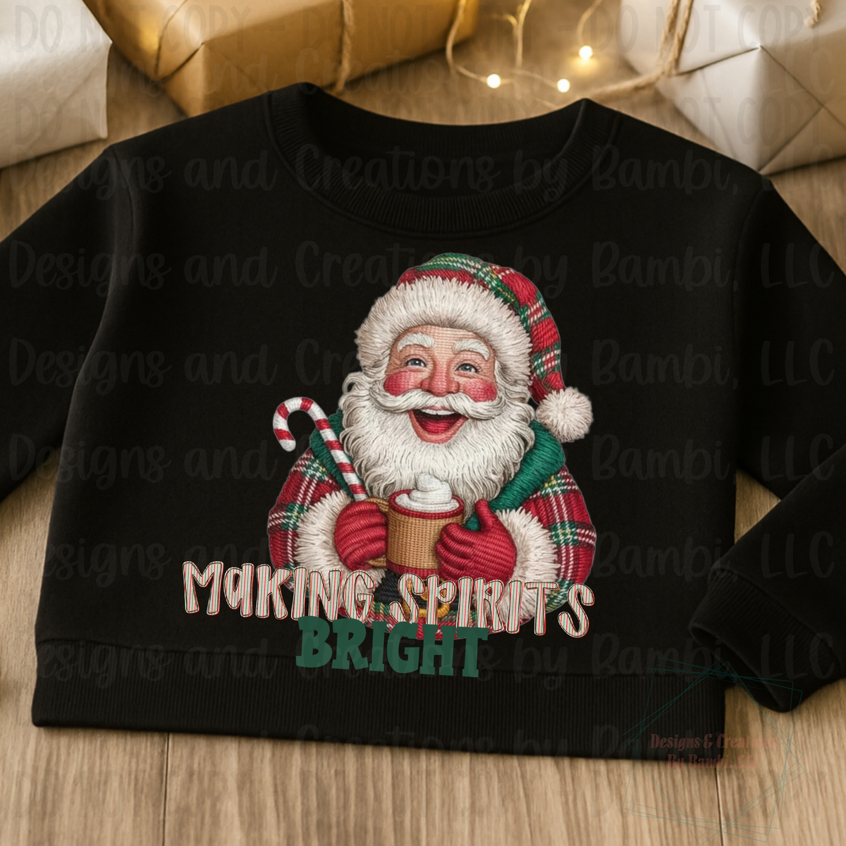 Faux Yarn Making Spirits Bright Santa