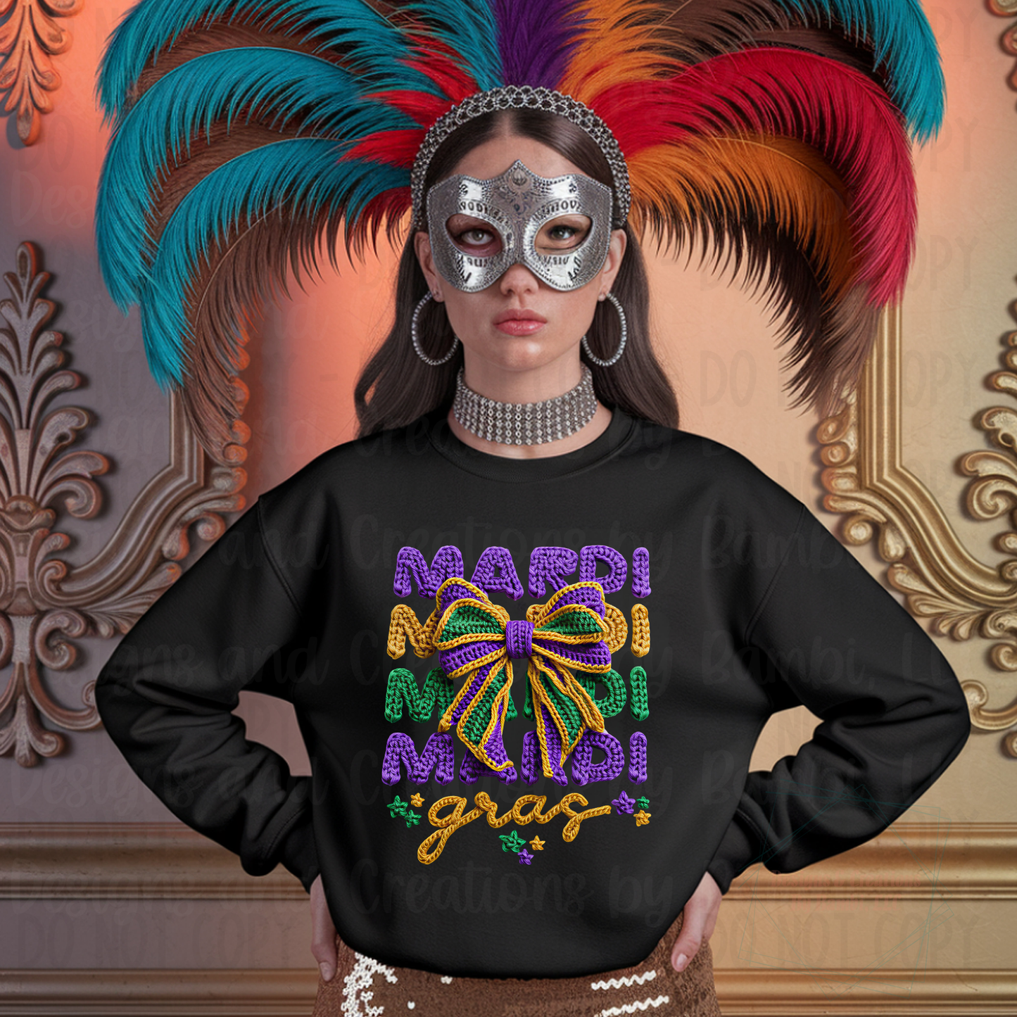 Faux Yarn Stacked Mardi Gras