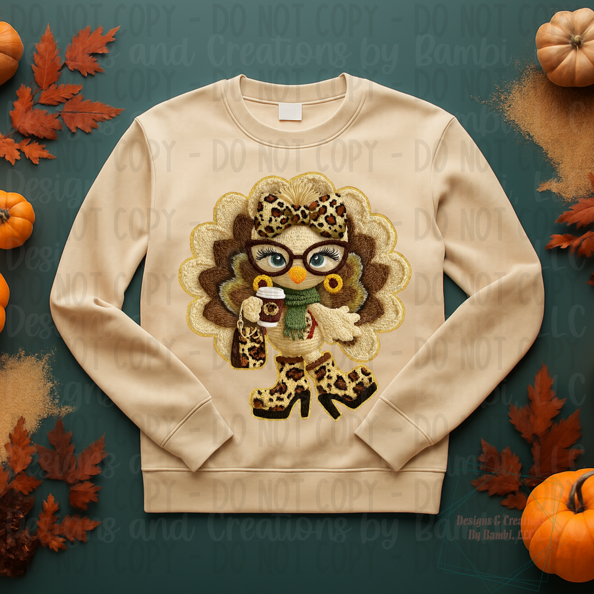 Faux Yarn/Embroidery Boujee Turkey Leopard