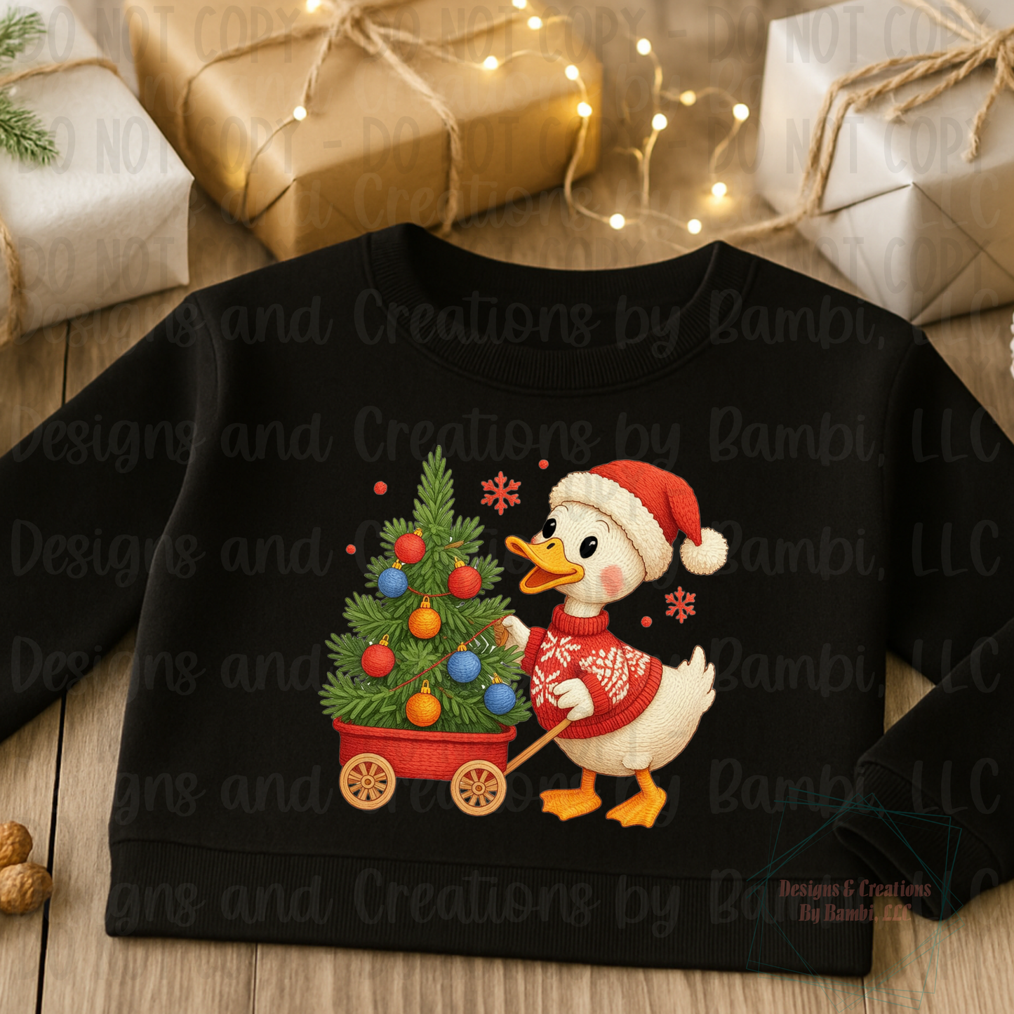 Festive Faux Yarn Duck with Tree
