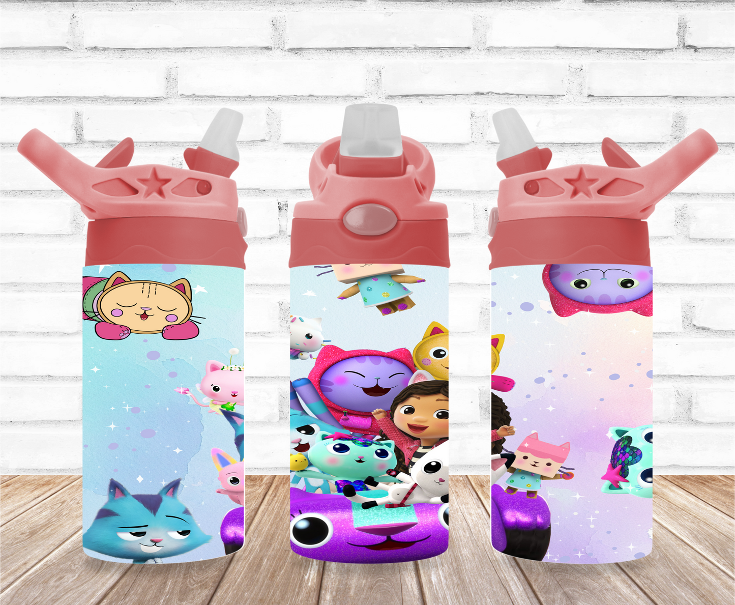 Gabby and Friends with Car 12oz Flip Top Sublimation Tumbler