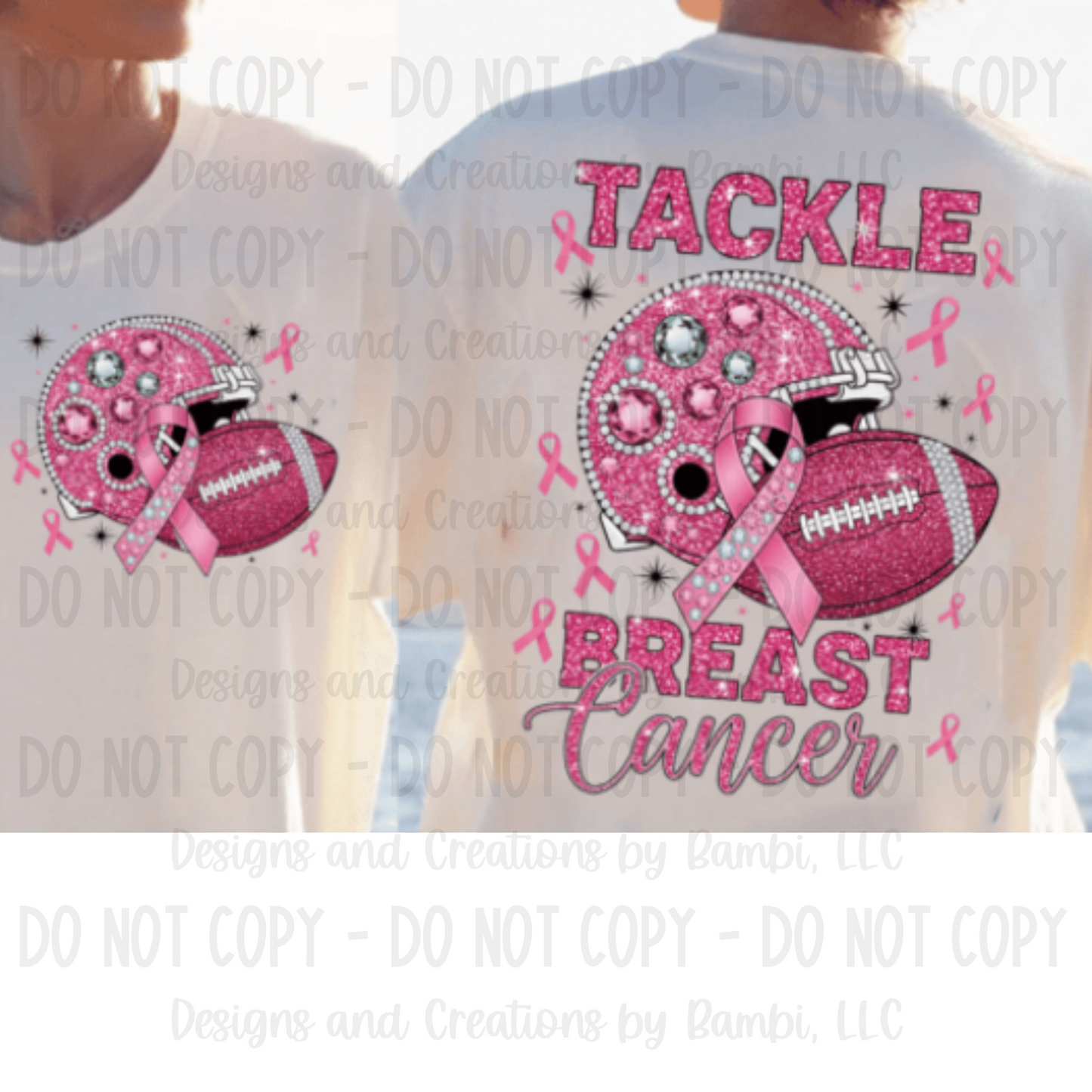 Glitter Tackle Breast Cancer (Pocket/Back)