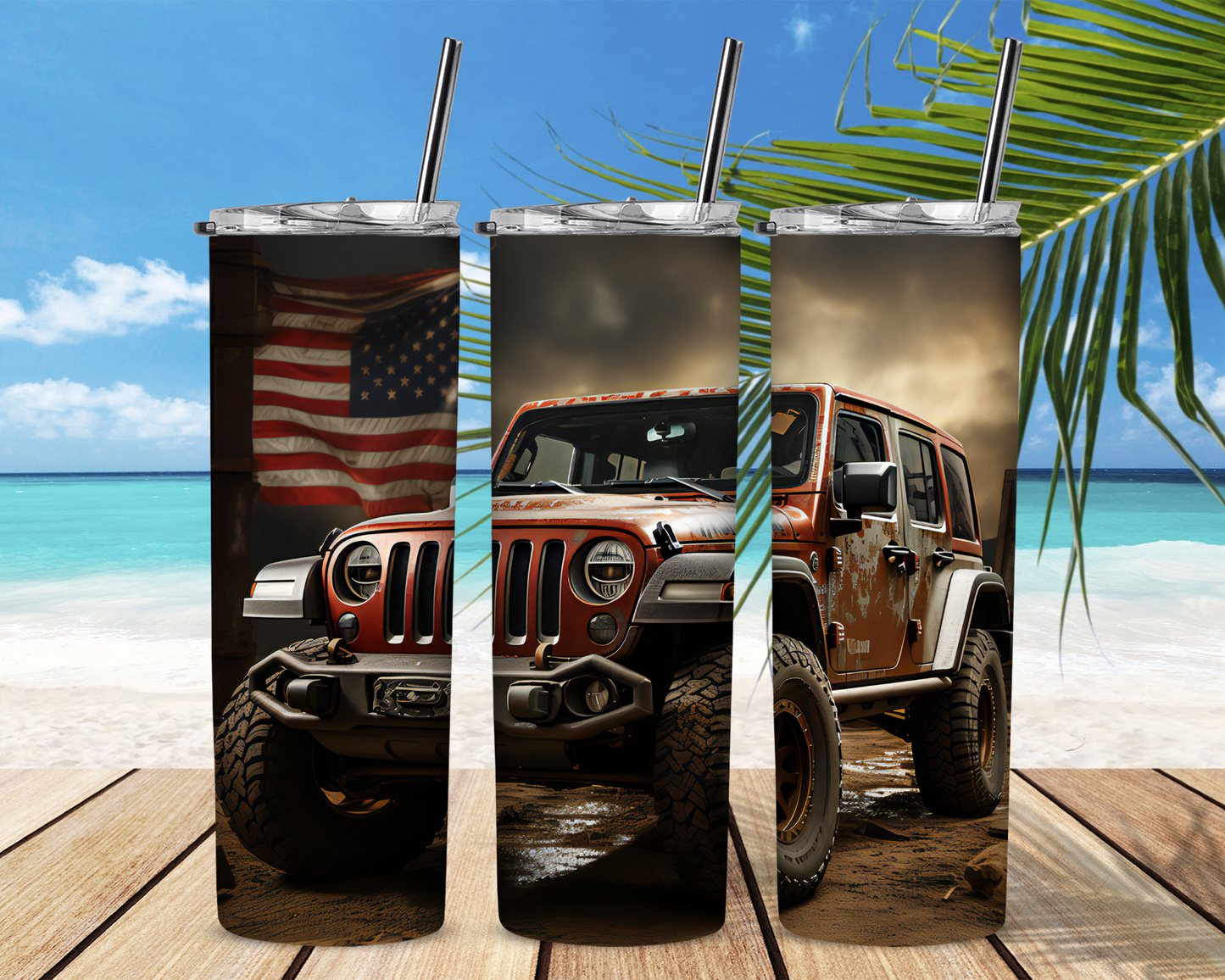 Grit and Mud Jeep Wrangler 20 oz Skinny Sublimation Tumbler