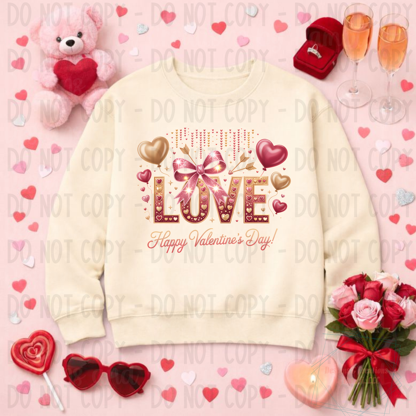Happy Valentine's Day Love in Faux Glitter