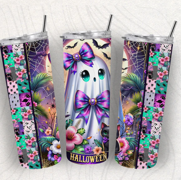 Halloween Coquette Ghost 20 oz Skinny Sublimation Tumbler