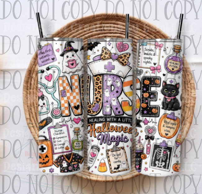 Halloween Nurse 20oz Skinny Sublimation Tumbler