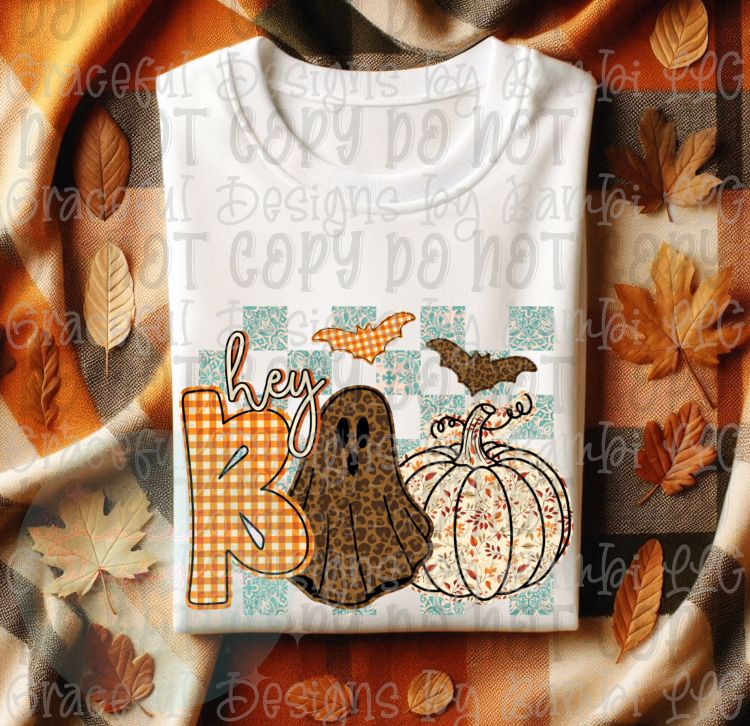 Hey Boo with Plaid and Pumpkin
