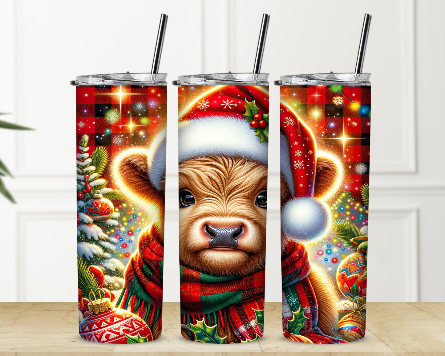 Highland Christmas Spirit 20 oz Skinny Sublimation Tumbler