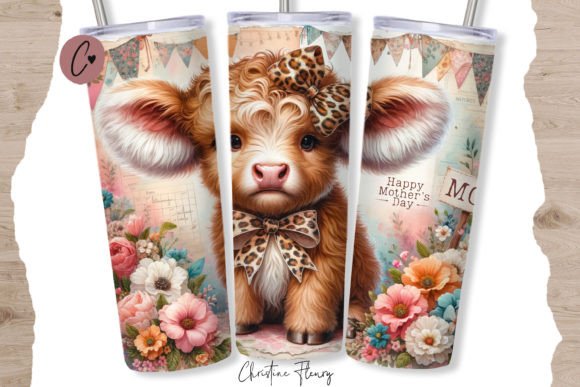 Highland Cow Mother's Day 20 oz Skinny Sublimation Tumbler