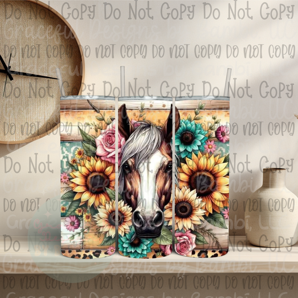Horse and Sunflower 20oz Skinny Sublimation Tumbler