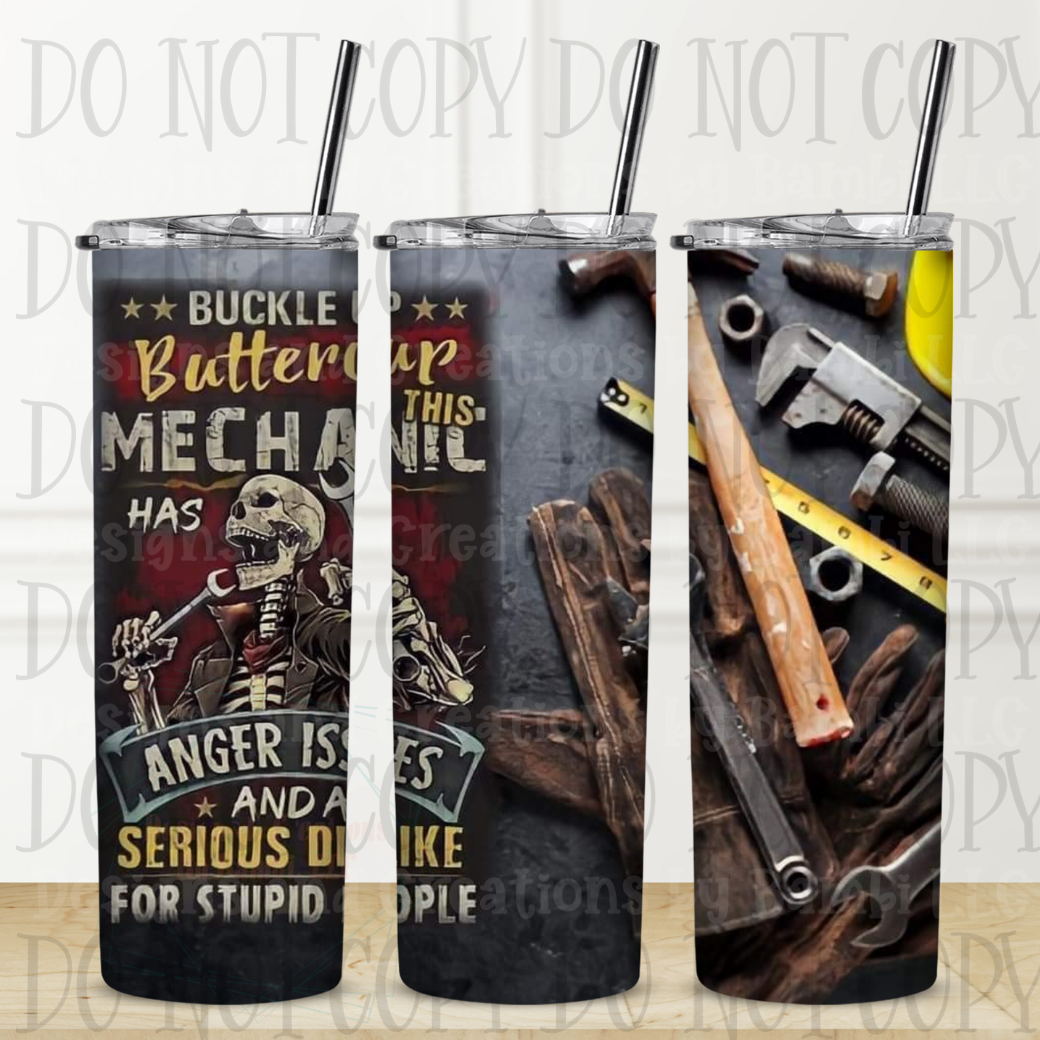 I Have Anger Issues Mechanic 20 oz Skinny Sublimation Tumbler