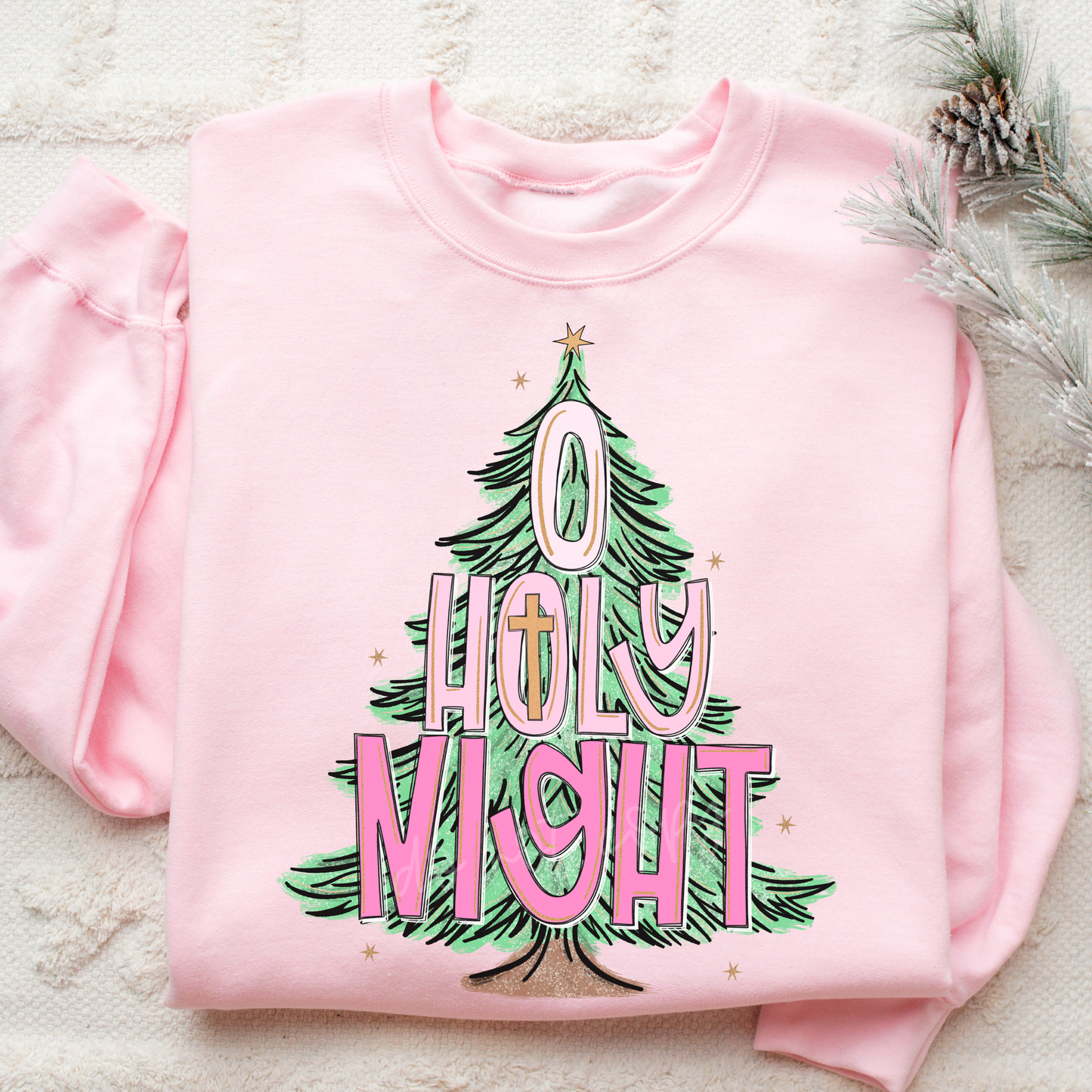 Oh Holy Night with Hand Drawn Christmas Tree