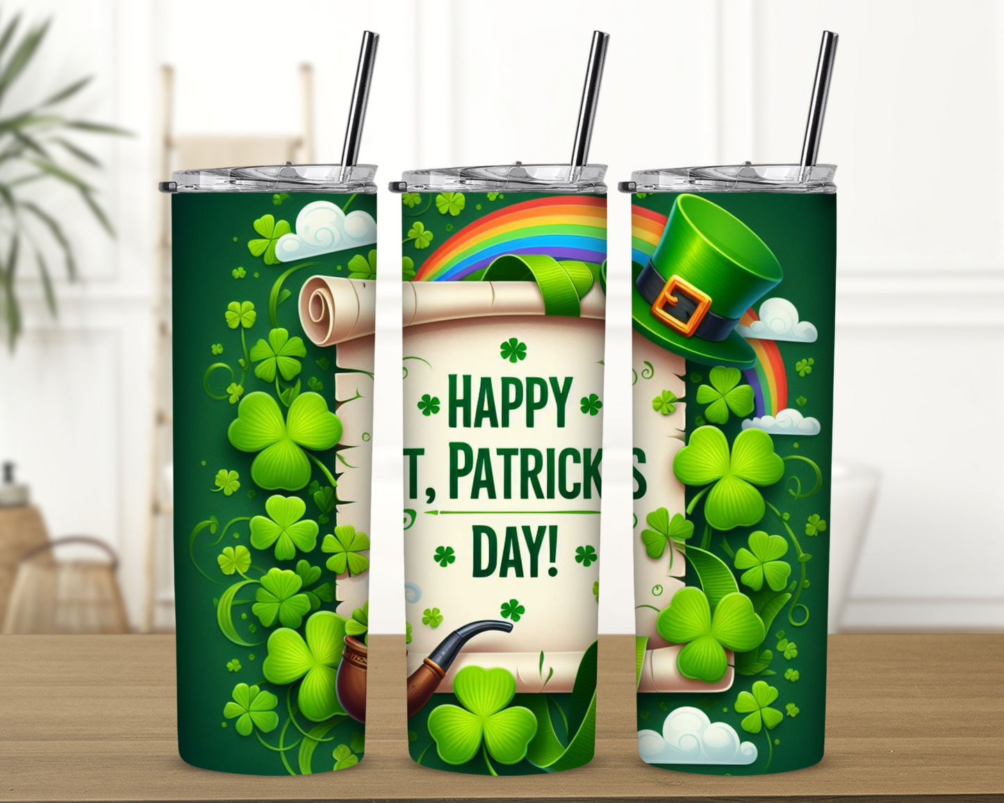 It's the Luck and Scroll 20 oz Skinny Sublimation Tumbler