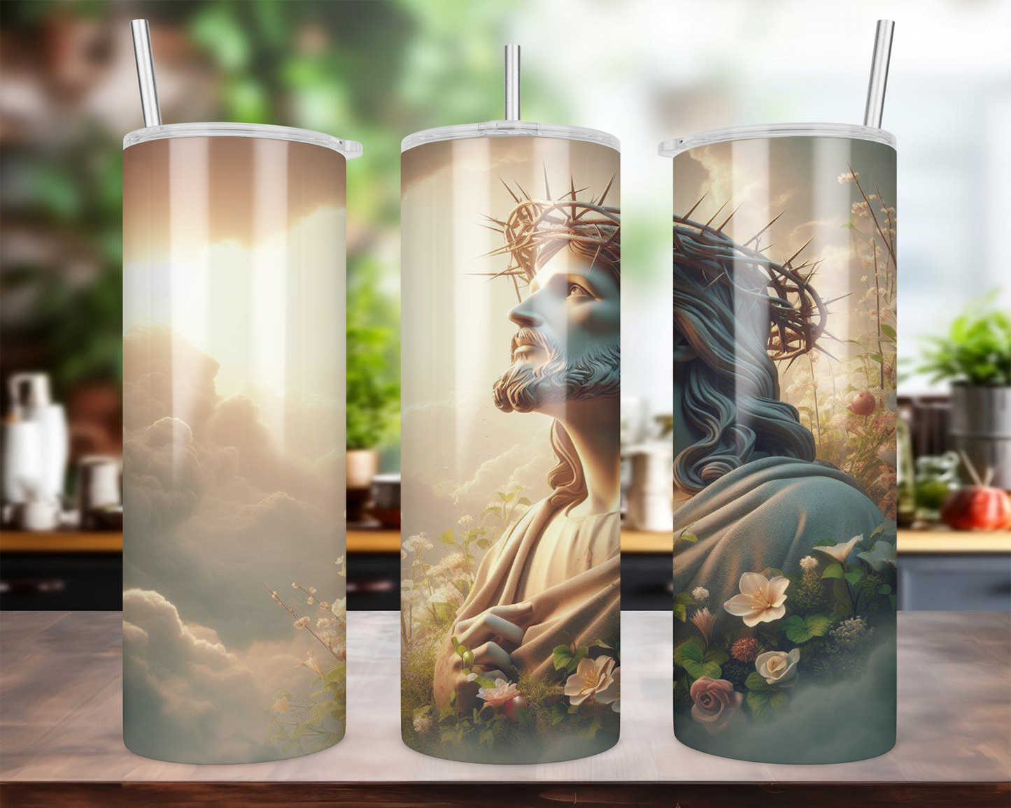 Jesus Looking Up 20 oz Skinny Sublimation Tumbler