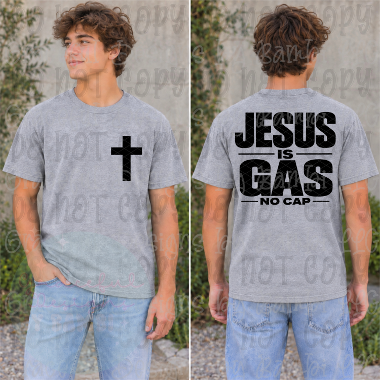 Jesus is GAS Black Font (Pocket/Back)