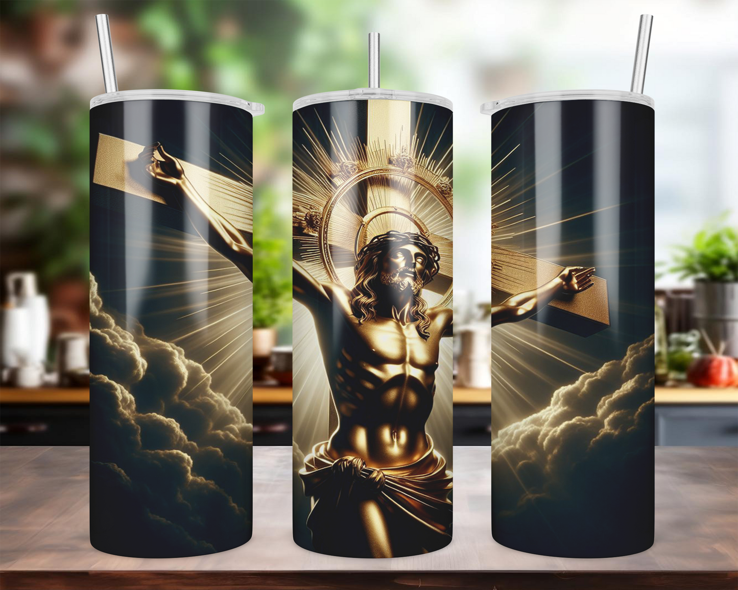 Jesus On The Cross 20 oz Skinny Sublimation Tumbler