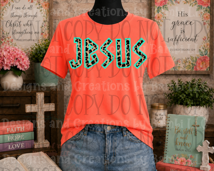 Jesus with Turquoise Outline