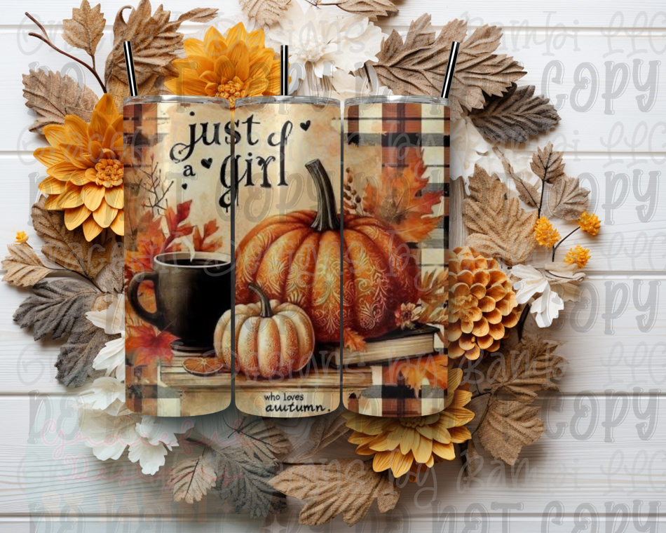 Just A Girl Who Loves Autumn 20oz Skinny Sublimation Tumbler