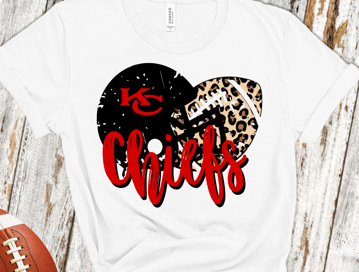 Leopard Football and Black Football Helmet Heart