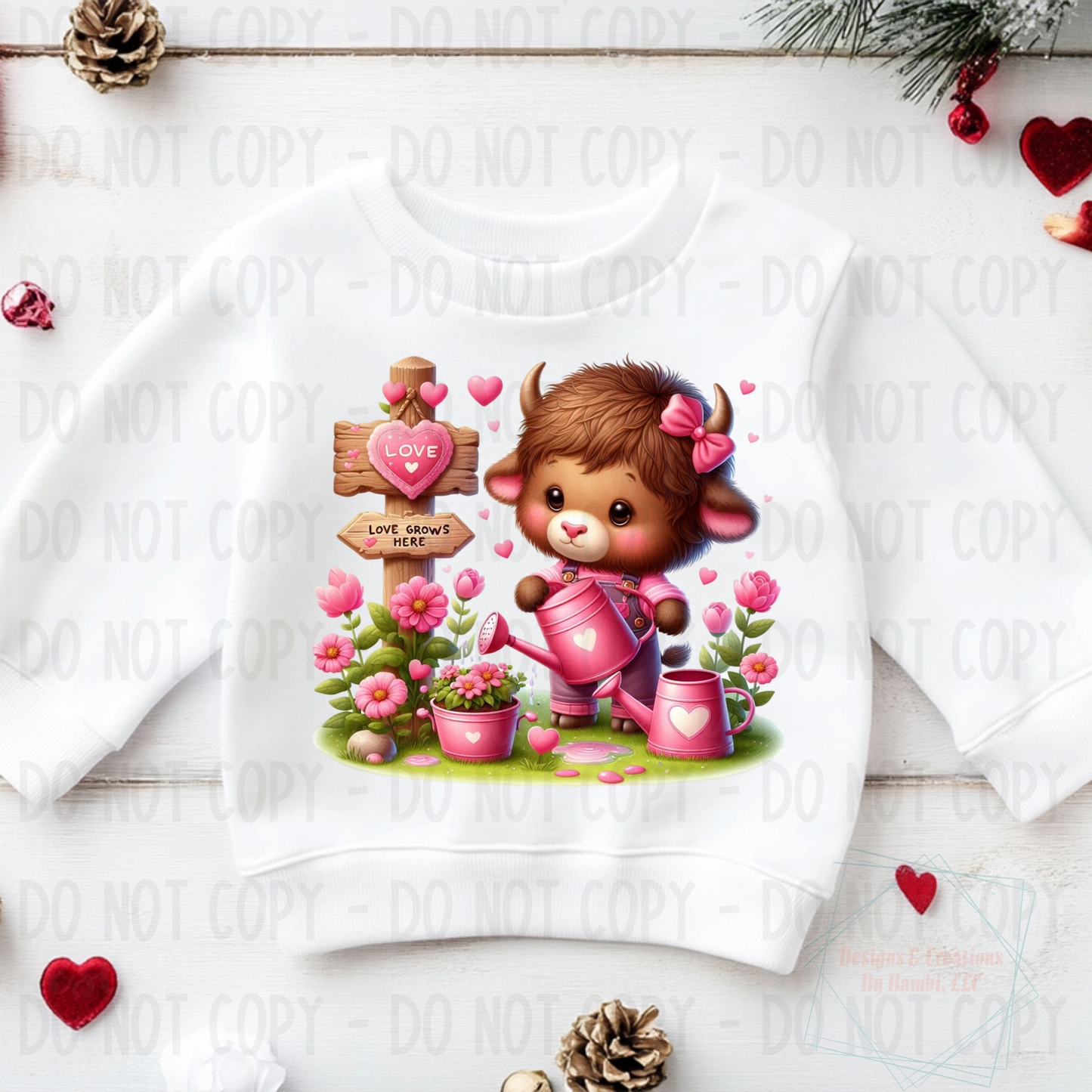 Love Grows Here Brown Cow Valentine