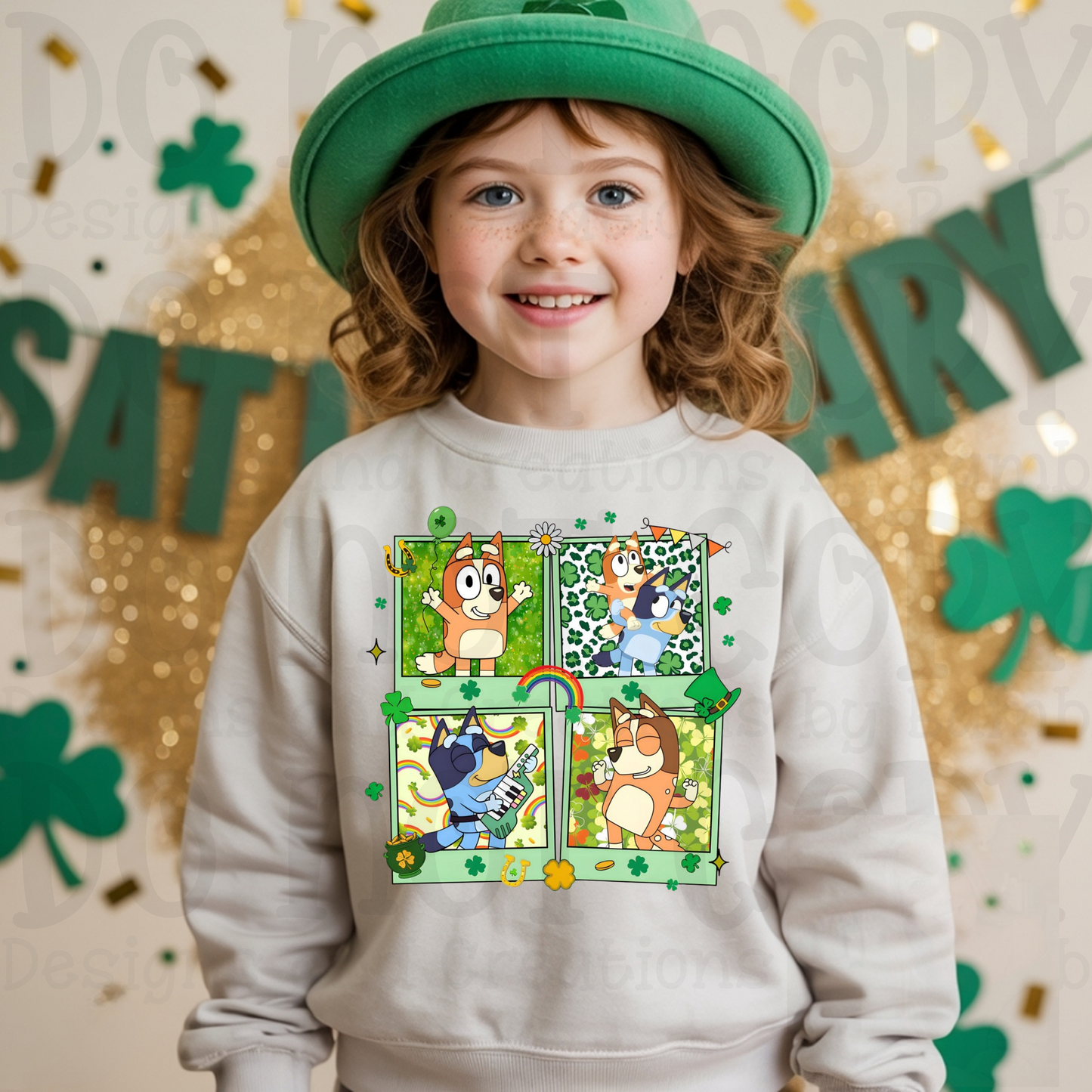 Lucky Portrait Style St. Patrick's Blue Dog