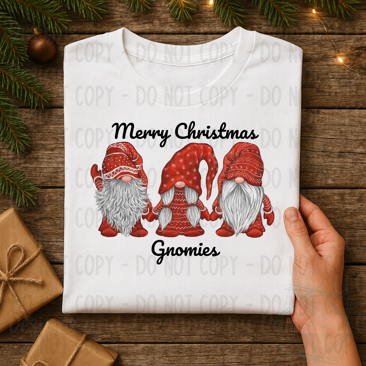 Merry Christmas Gnomies Red