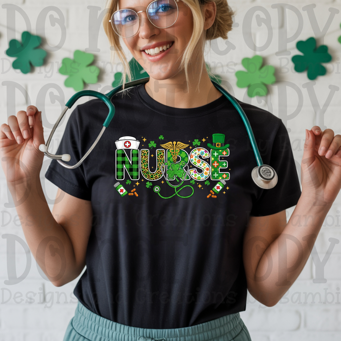 Nurse St. Patrick's Day with Plaid and Leopard