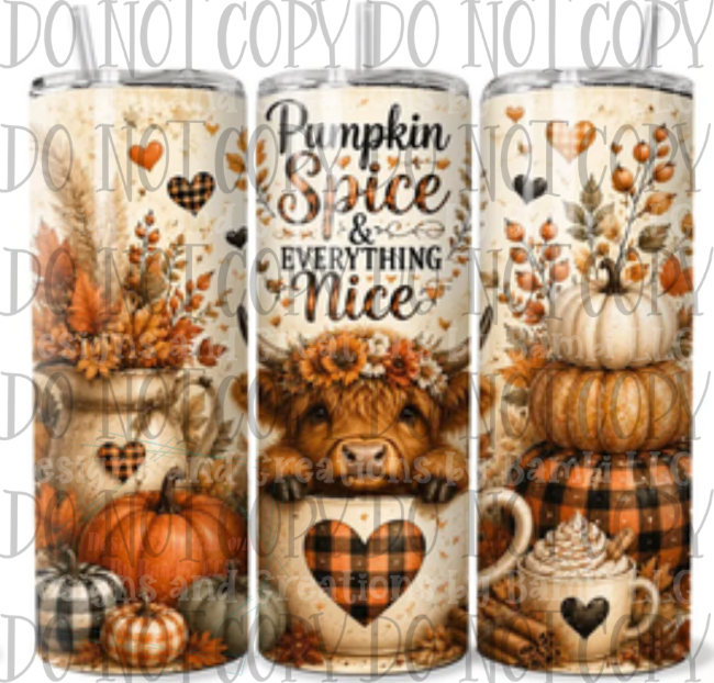 Orange and Black Gingham Highland Cow 20oz Skinny Sublimation Tumbler