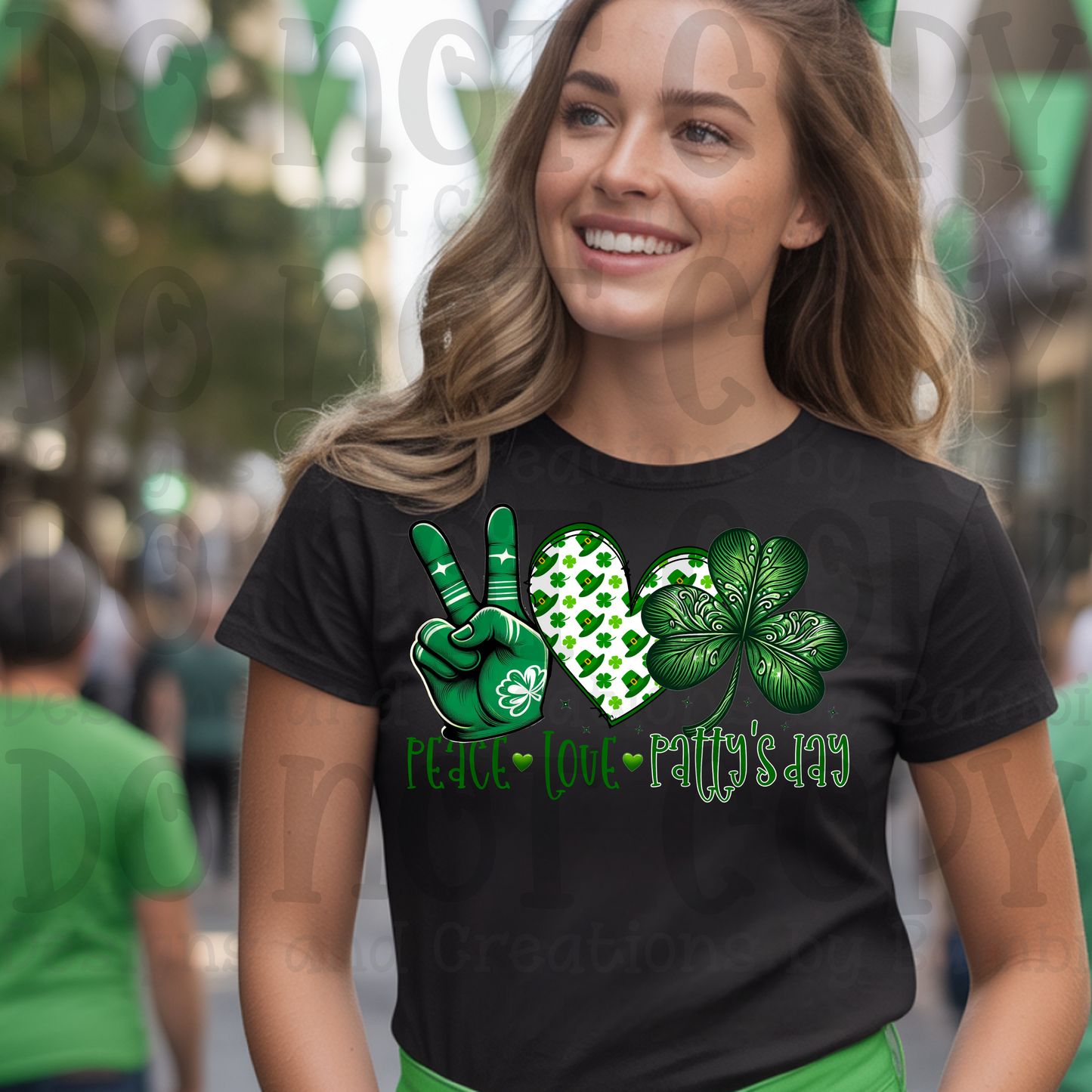 Peace- Love- Patty's Day Green