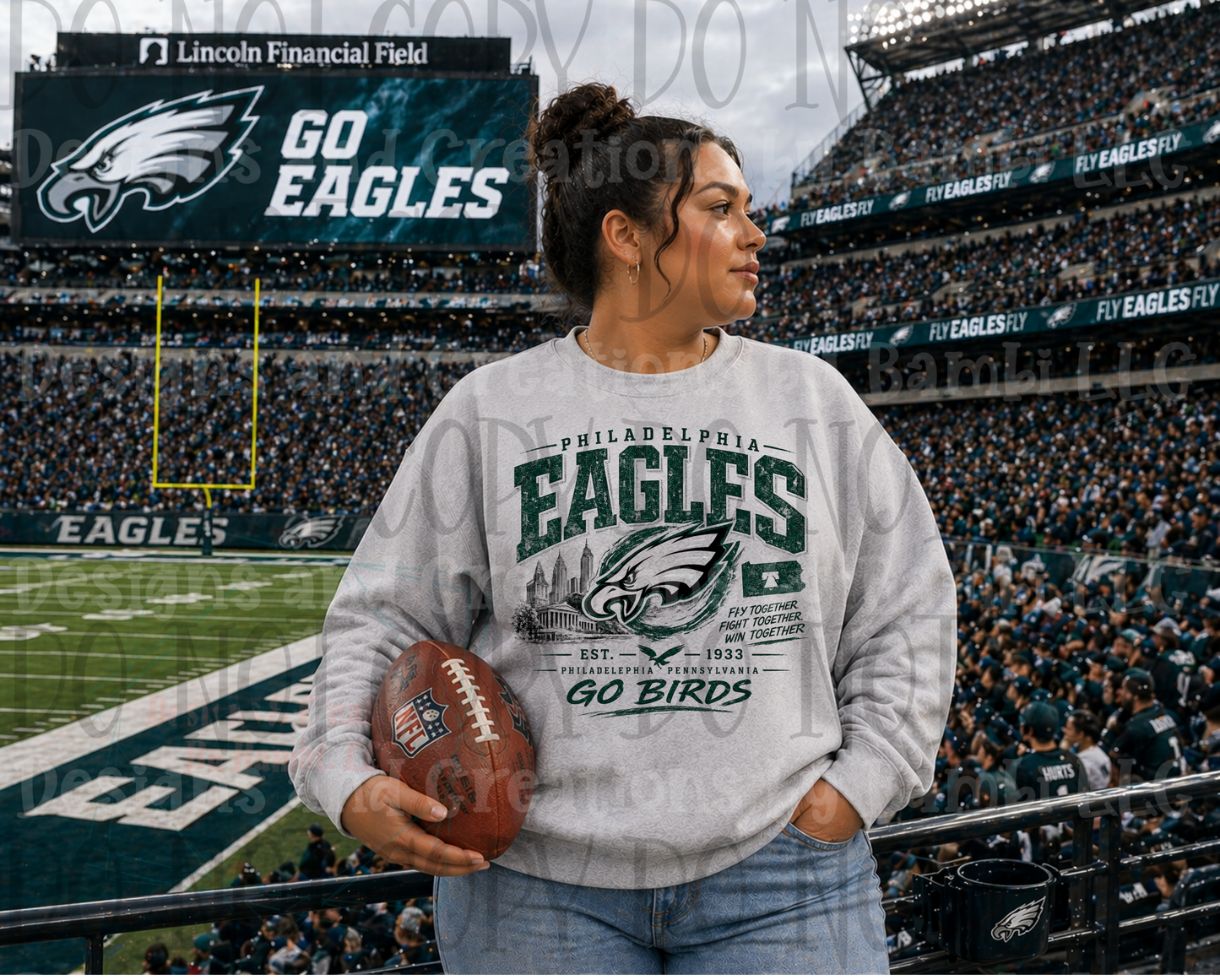 Faux Embroidery Philadelphia Eagles Go Birds