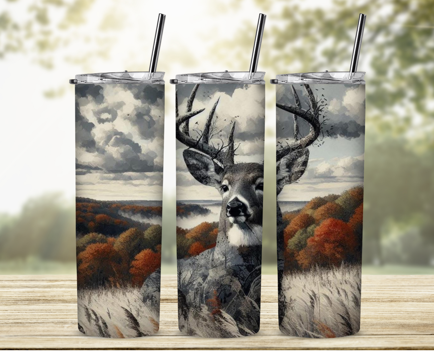 Rustic Deer 20 oz Skinny Sublimation Tumbler
