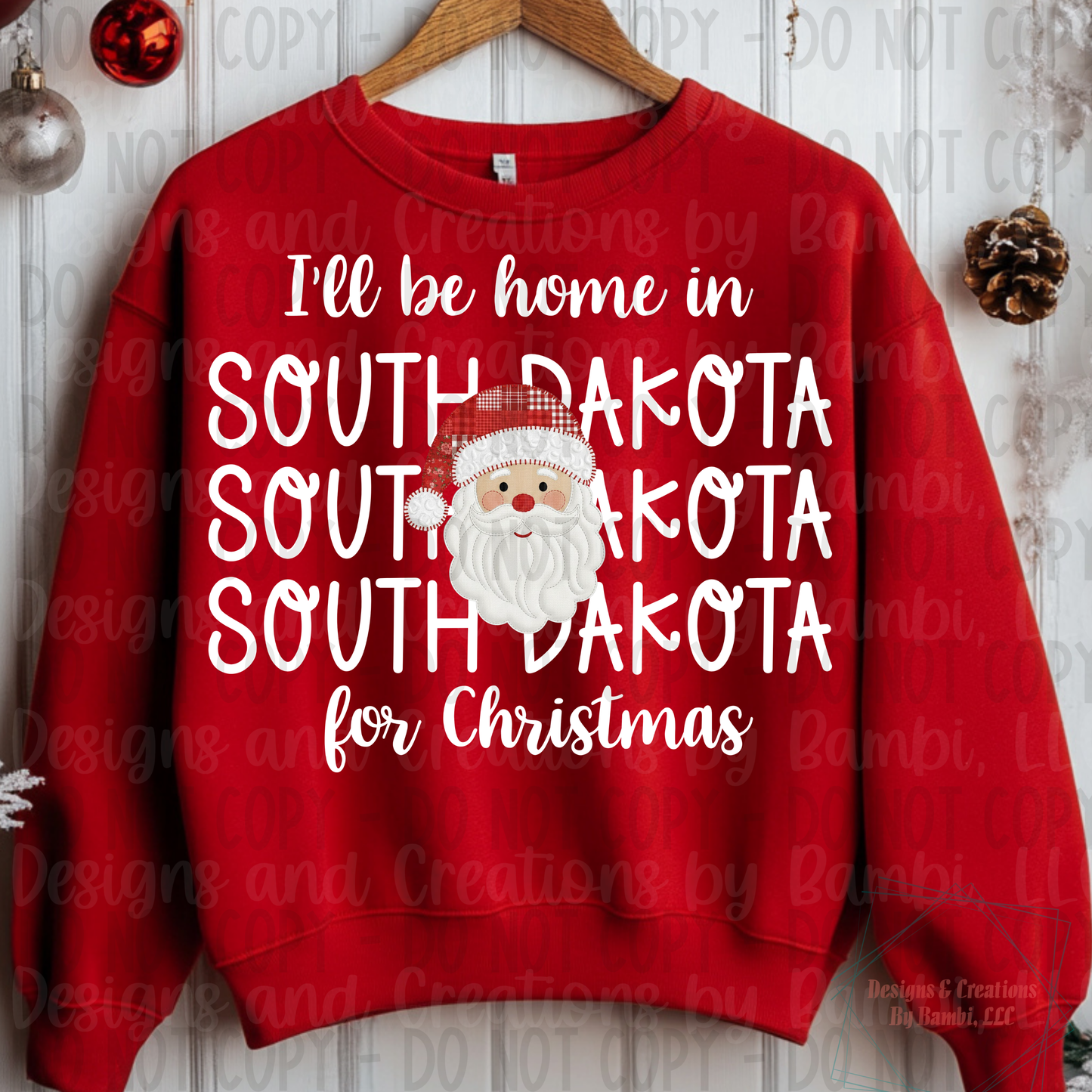 I'll Be Home in States Santa Face with White Font Digital Bundle