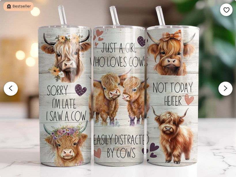 Just a Girl that Loves Highland Cows 20 oz Skinny Sublimation Tumbler