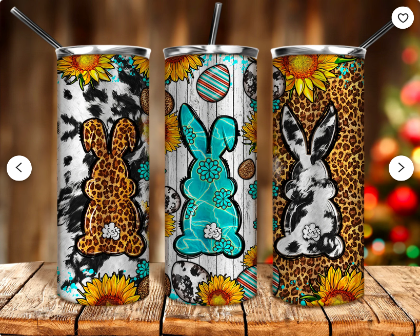 Easter Bunnies Leopard Cowhide 20 oz Skinny Sublimation Tumbler