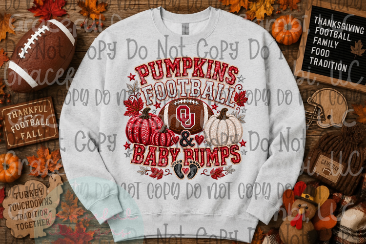 Faux Embroidery/Sequin Fall Football and Baby Bumps Collection