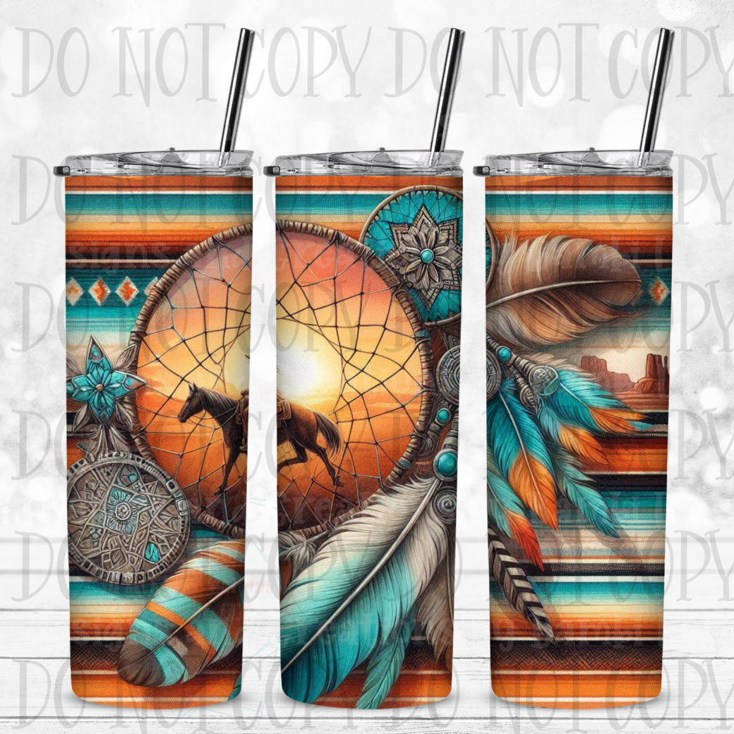Southerwestern Style With Horse 20 oz Skinny Sublimation Tumbler