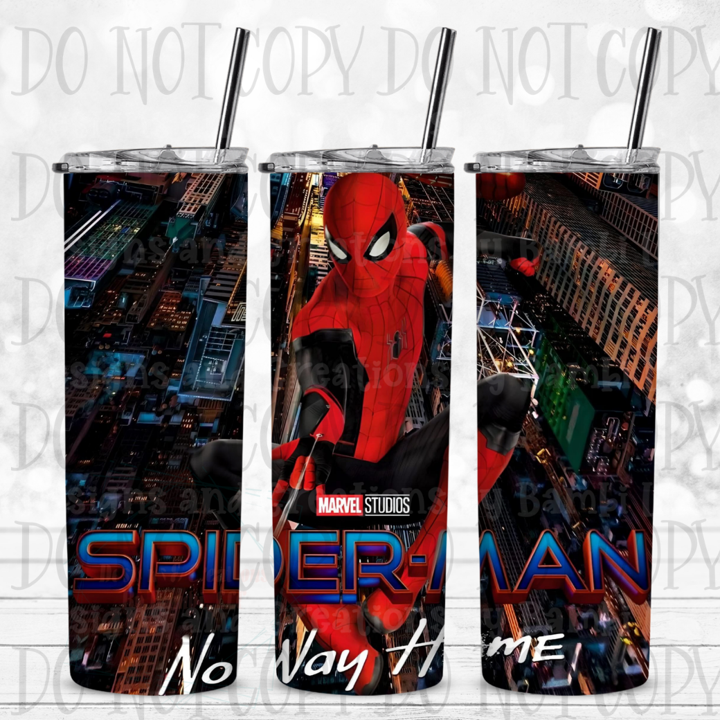 20 oz Sublimation Spidey No Way Home 20 oz Skinny Sublimation Tumbler
