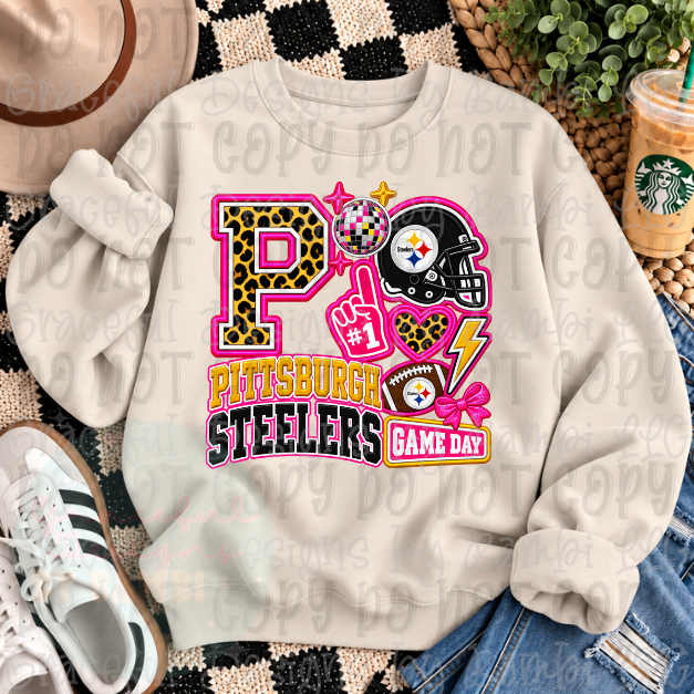 Faux Embroidered Leopard Team Letter with Helmet Football Collection