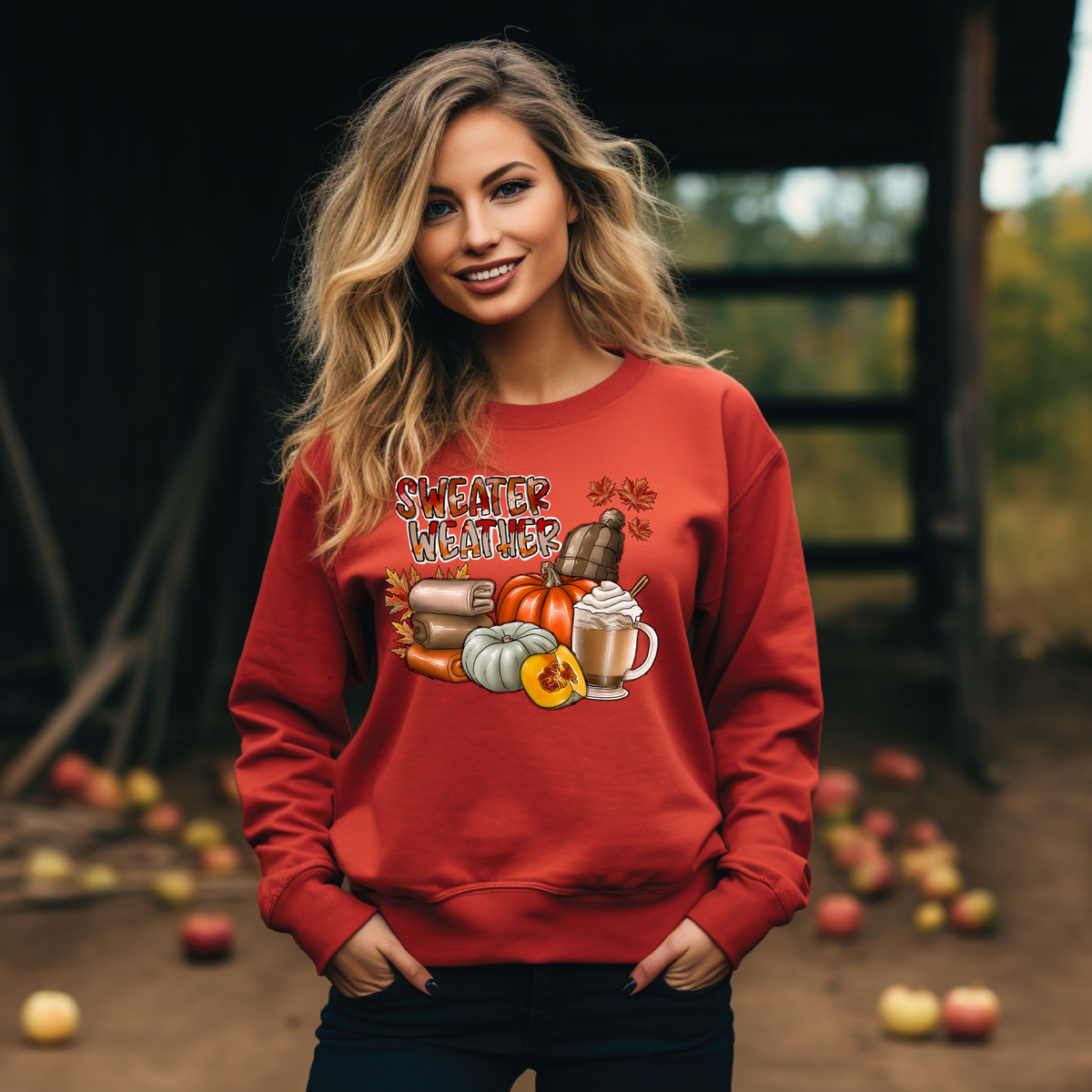 Sweater Weather with Falling Leaves