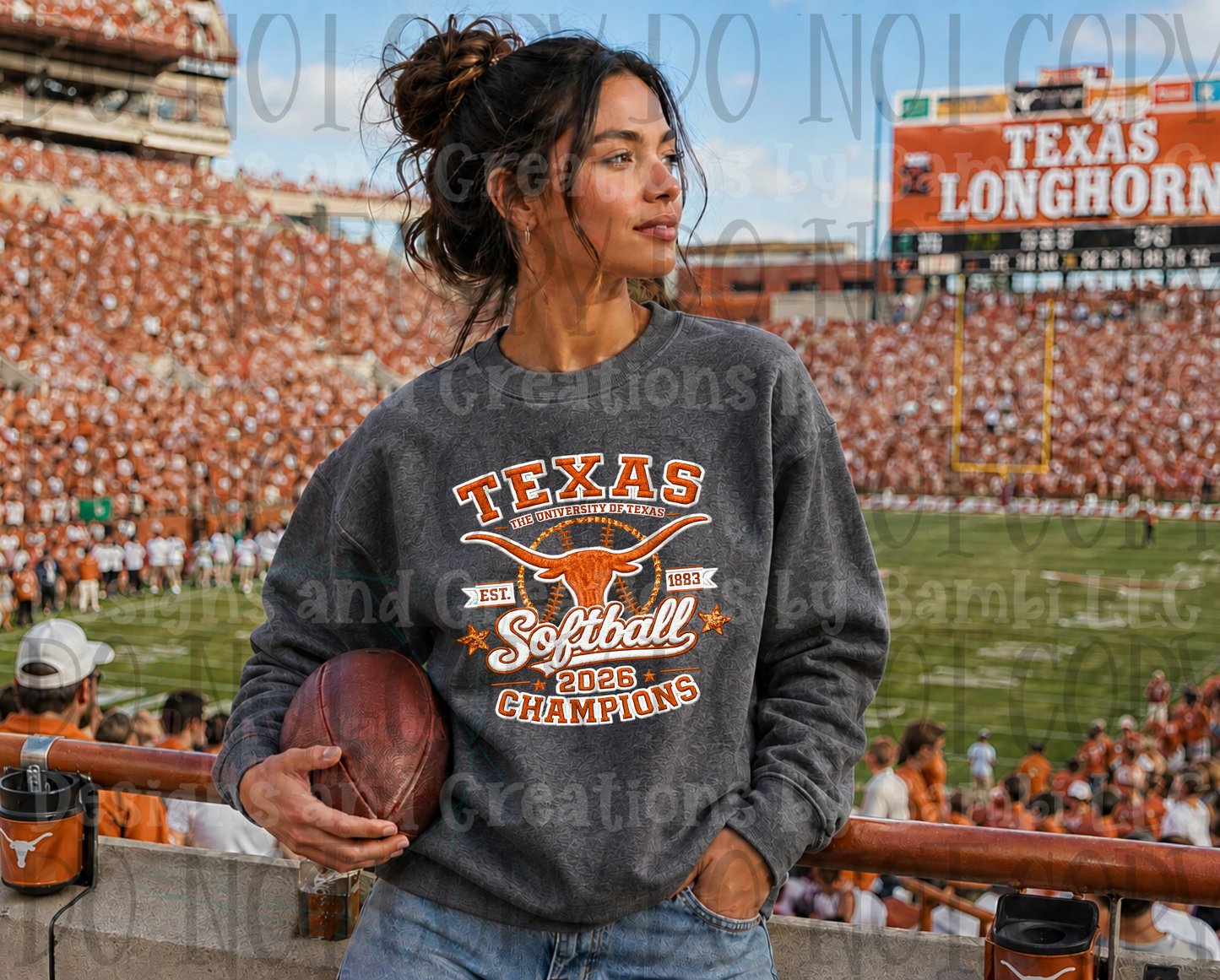 Texas Longhorns Softball Champions 2026 Faux Embroidery