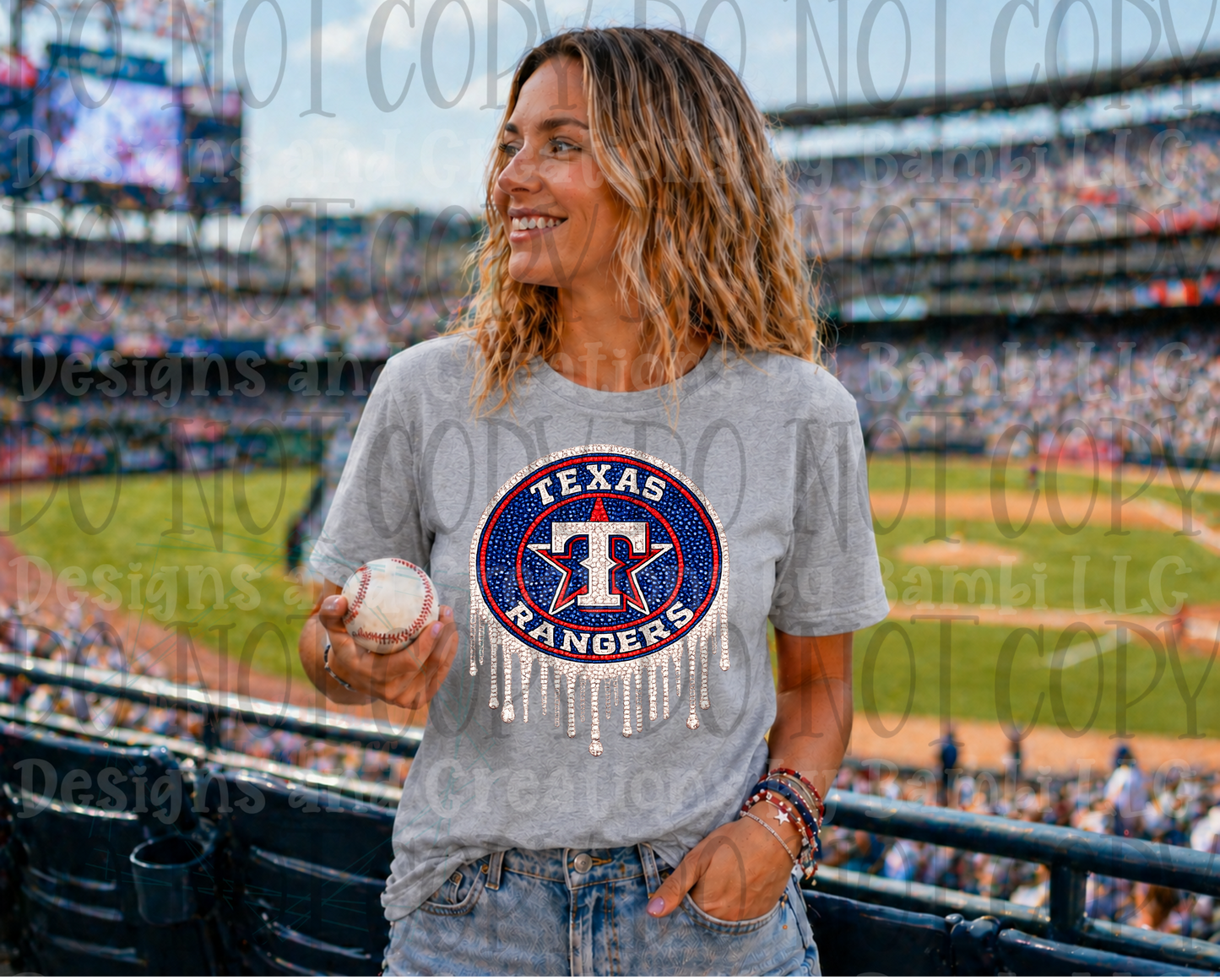 Texas Rangers Faux Gems Logo