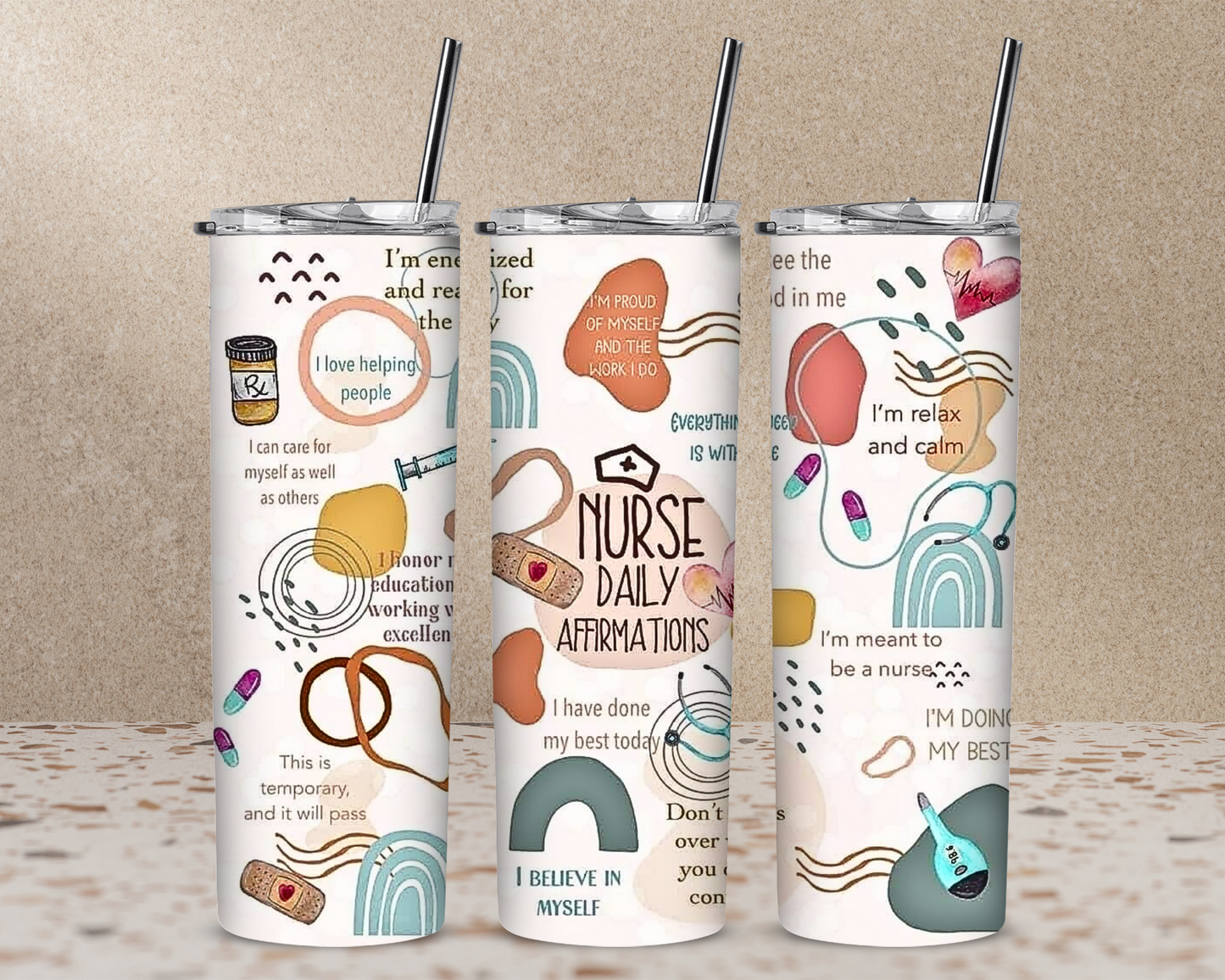 Daily Affirmations of a Nurse 20 oz Skinny Sublimation Tumbler