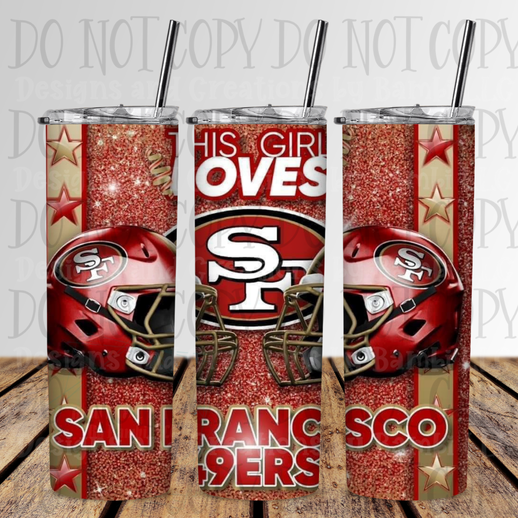 20oz Sublimation This Girl Loves 49ers 20 oz Skinny Sublimation Tumbler