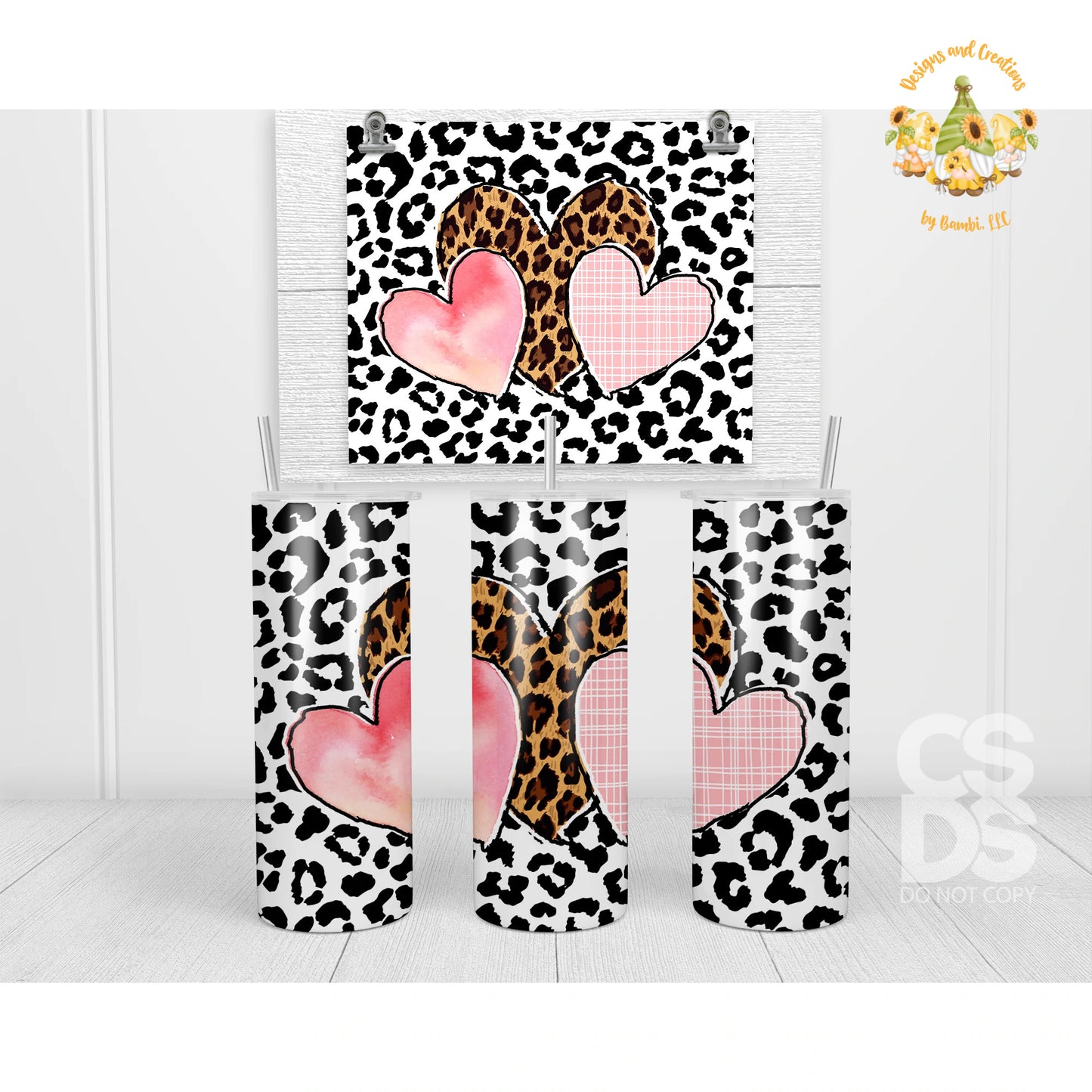 Trio of Valentine Hearts 20 oz Skinny Sublimation Tumbler