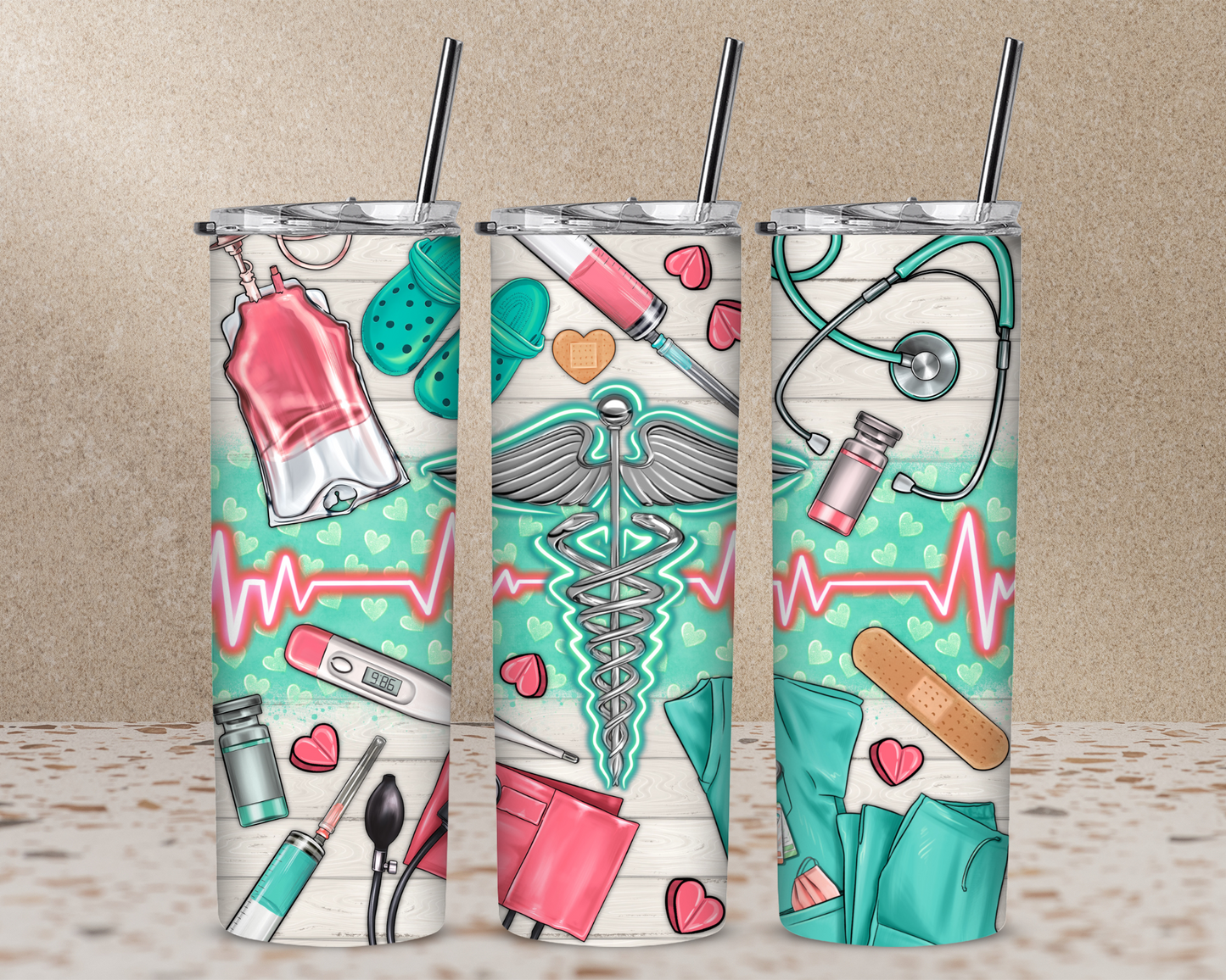 The Healthcare Essentials 20 oz Skinny Sublimation Tumbler