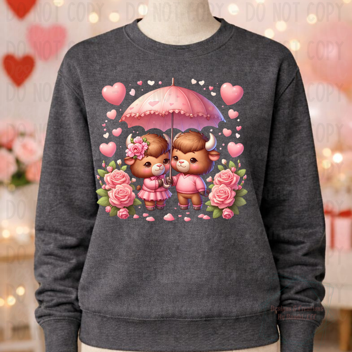 Valentine Pink Highland Cow Couple