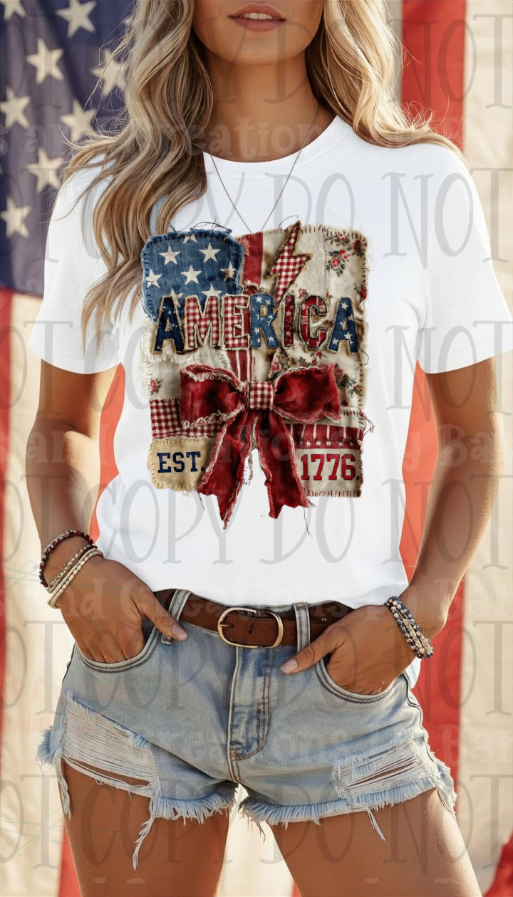 Vintage Faux Patchwork America 1776