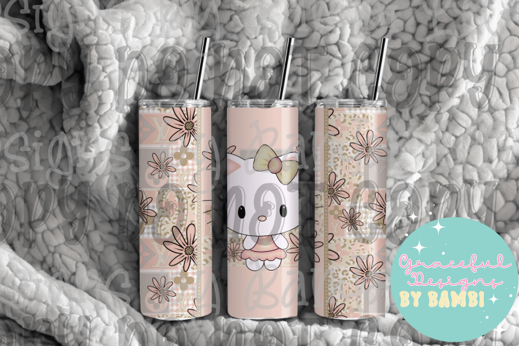 20oz Tall Skinny Sublimation Vintage Hello Kitty Tumbler